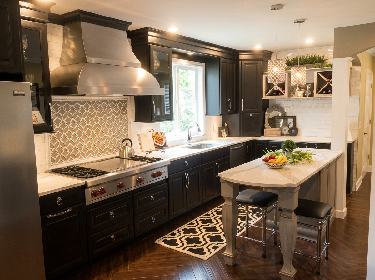 Dramatic Dark Cabinet Kitchen