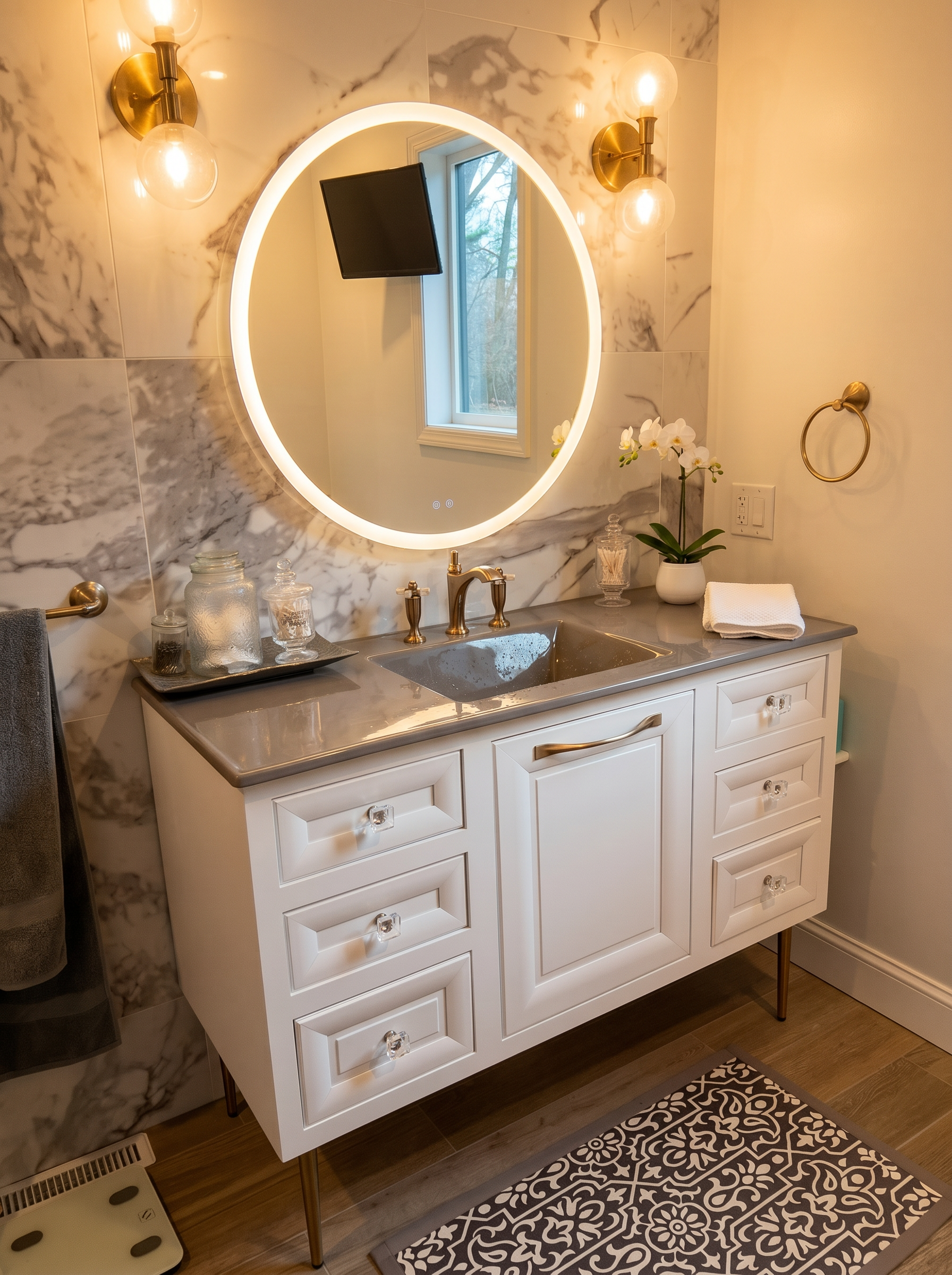 Marble Vanity with LED Mirror